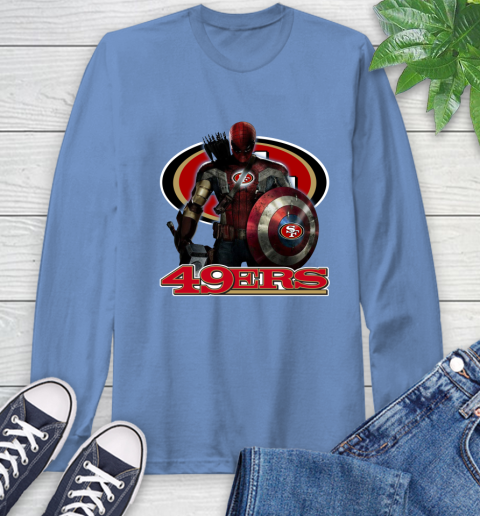 NFL Captain America Thor Spider Man Hawkeye Avengers Endgame Football San Francisco 49ers Long Sleeve T-Shirt 11