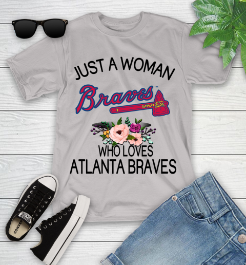 MLB Just A Woman Who Loves Atlanta Braves Baseball Sports Youth T-Shirt 10