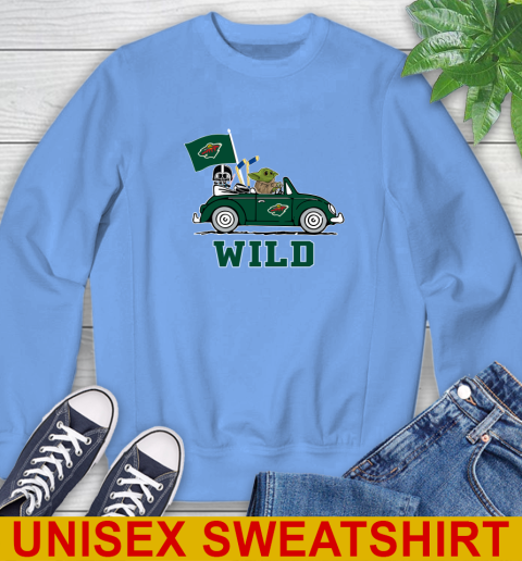 NHL Hockey Minnesota Wild Darth Vader Baby Yoda Driving Star Wars Shirt Sweatshirt 11