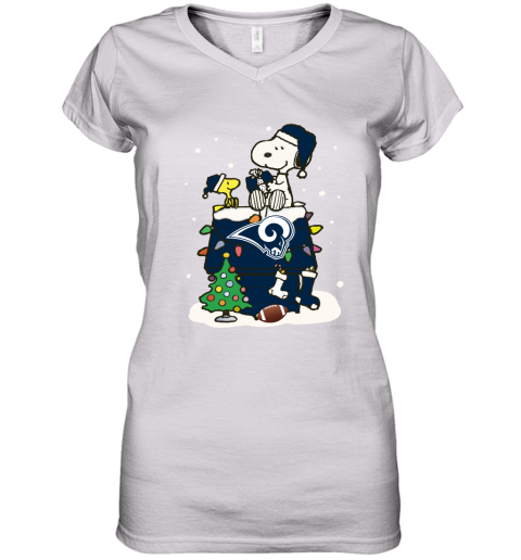 A Happy Christmas With Los Angeles Rams Snoopy Women's V-Neck T-Shirt
