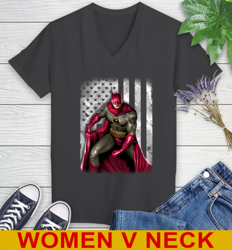 LA Clippers NBA Basketball Batman DC American Flag Shirt Women's V-Neck T-Shirt 8