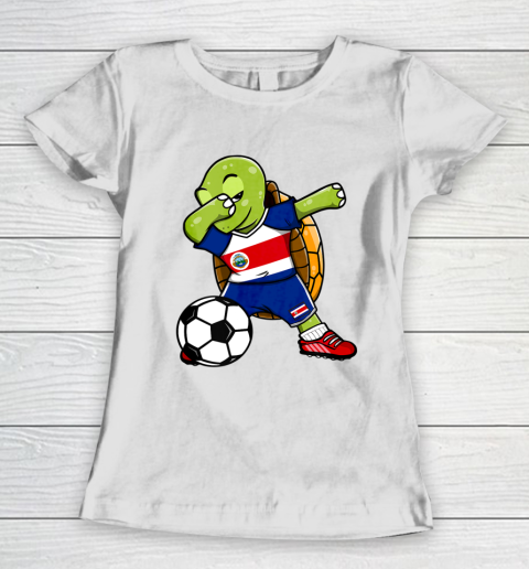 Dabbing Turtle Costa Rica Soccer Fans Jersey Flag Football Women's T-Shirt