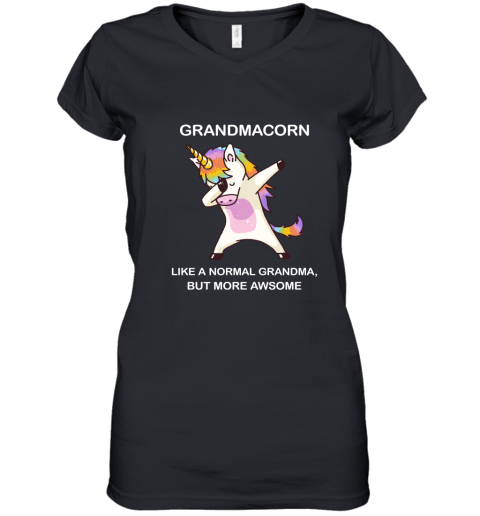 Unicorn Grandmacorn Dabbing Like A Normal Grandma But More Awesome Women's V-Neck T-Shirt