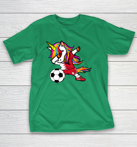 Dabbing Unicorn Bahrain Football Bahraini Flag Soccer T-Shirt 7