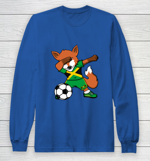 Dabbing Fox Jamaica Soccer Fans Jersey Jamaican Football Fan Long Sleeve T-Shirt 9