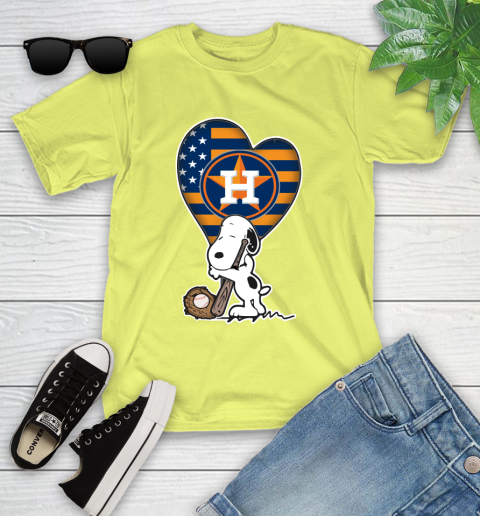 Houston Astros MLB Baseball The Peanuts Movie Adorable Snoopy Youth T-Shirt 8
