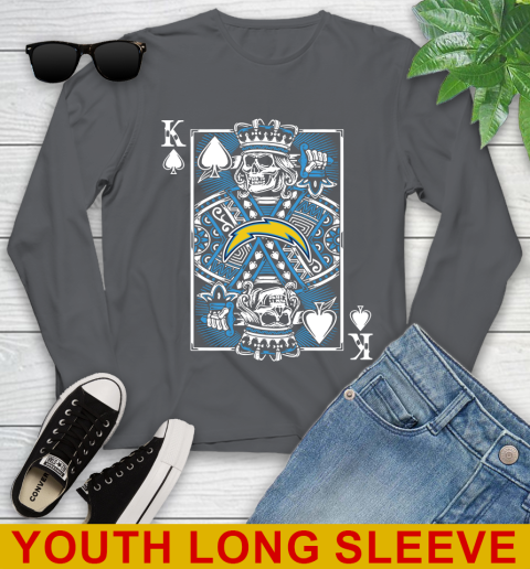 Los Angeles Chargers NFL Football The King Of Spades Death Cards Shirt Youth Long Sleeve 9