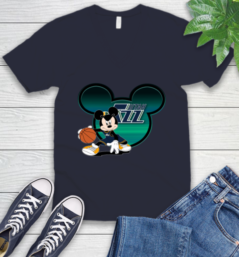 NBA Utah Jazz Mickey Mouse Disney Basketball V-Neck T-Shirt 3