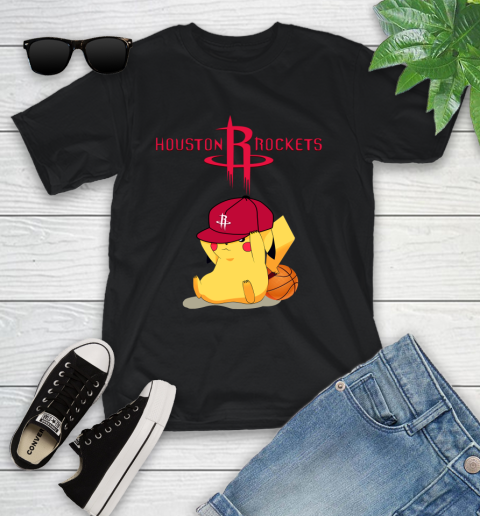 NBA Pikachu Basketball Sports Houston Rockets Youth T-Shirt 2