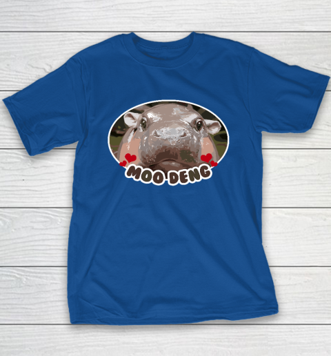 Moo Deng Bouncy Pig in Thai Picture The Cute Baby Hippo Youth T-Shirt 6