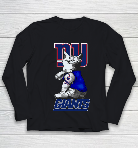 NFL Football My Cat Loves New York Giants Youth Long Sleeve