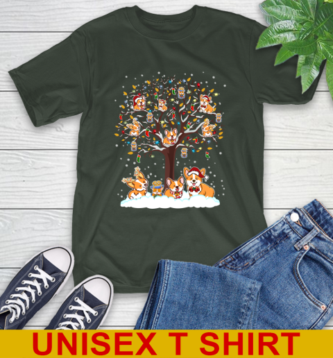 Corgi dog pet lover light christmas tree shirt 6