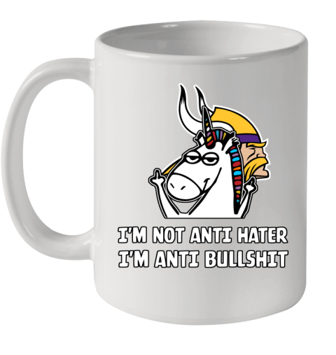 Minnesota Vikings NFL Football Unicorn I'm Not Anti Hater I'm Anti Bullshit Ceramic Mug 11oz