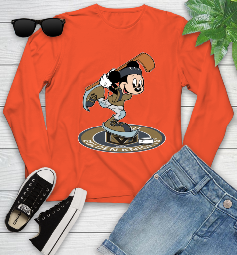 NHL Hockey Vegas Golden Knights Cheerful Mickey Disney Shirt Youth Long Sleeve 4