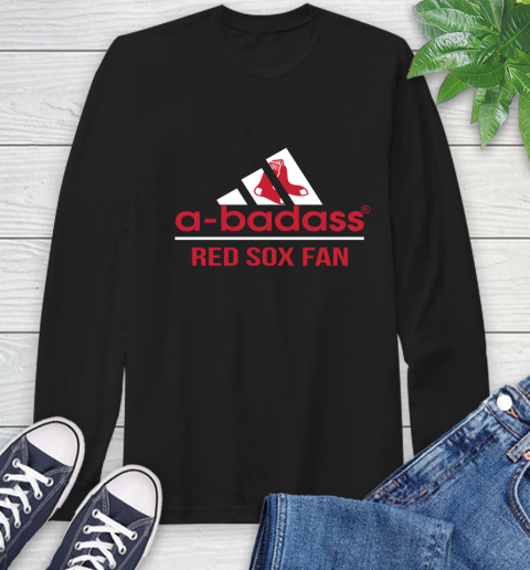 MLB A Badass Boston Red Sox Fan Adidas Baseball Sports Long Sleeve T-Shirt