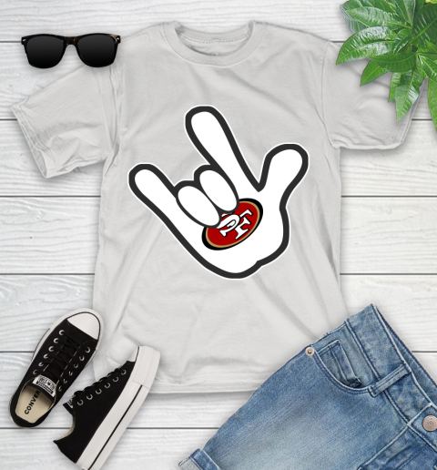 San Francisco 49ers NFL Football Mickey Rock Hand Disney Youth T-Shirt
