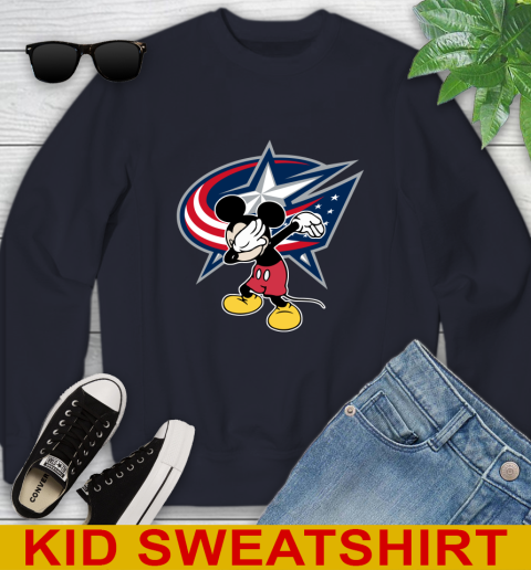 Columbus Blue Jackets NHL Hockey Dabbing Mickey Disney Sports Youth Sweatshirt 3