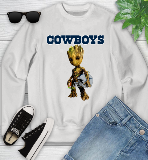 Dallas Cowboys NFL Football Groot Marvel Guardians Of The Galaxy Youth Sweatshirt Tee For Sports