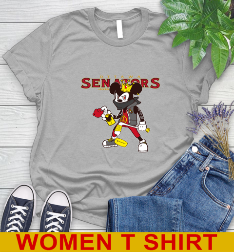 Ottawa Senators NHL Hockey Mickey Peace Sign Sports Women's T-Shirt 5