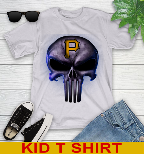 Pittsburgh Pirates MLB Baseball Punisher Skull Sports Youth T-Shirt 4