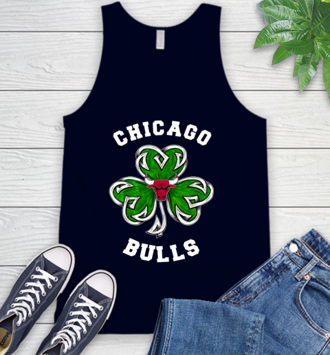 NBA Chicago Bulls Three Leaf Clover St Patrick's Day Basketball Sports Tank Top 2