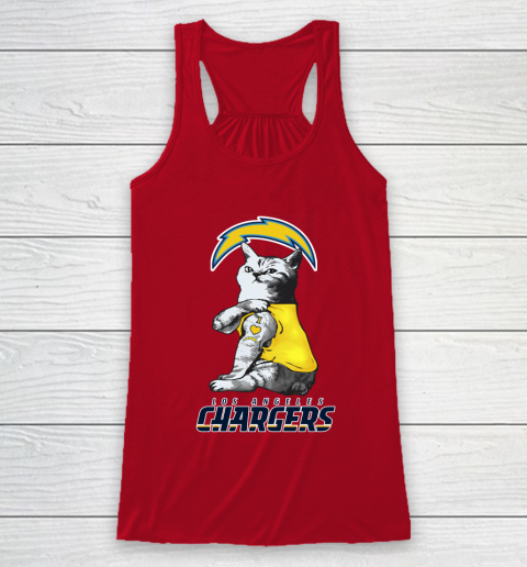 NFL Football My Cat Loves Los Angeles Chargers Racerback Tank 4