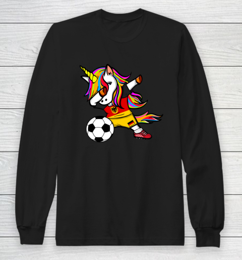 Funny Dabbing Unicorn Germany Football German Flag Soccer Long Sleeve T-Shirt