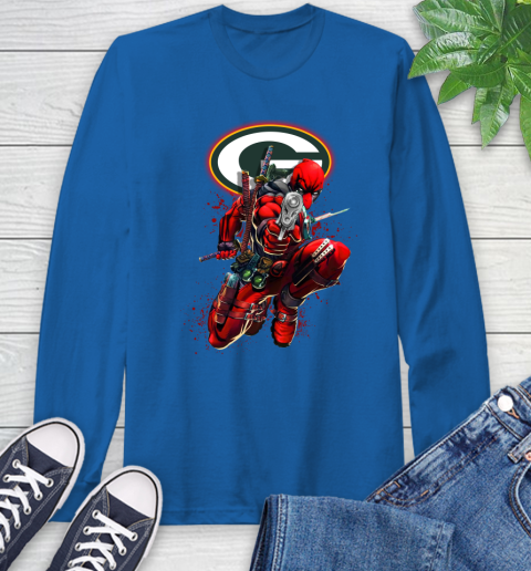 NFL Deadpool Marvel Comics Sports Football Green Bay Packers Long Sleeve T-Shirt 9