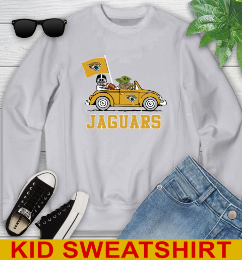 NFL Football Jacksonville Jaguars Darth Vader Baby Yoda Driving Star Wars Shirt Youth Sweatshirt 4