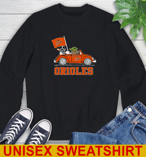 MLB Baseball Baltimore Orioles Darth Vader Baby Yoda Driving Star Wars Shirt Sweatshirt 2