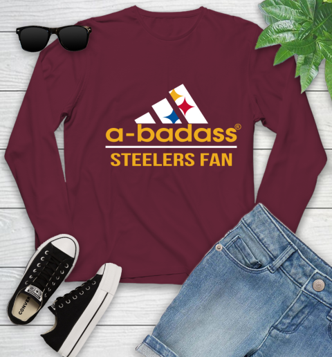 Pittsburgh Steelers NFL Football A Badass Adidas Adoring Fan Sports Youth Long Sleeve 6