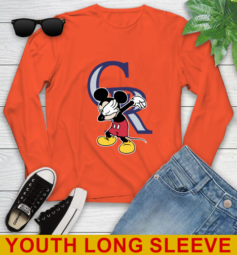 Colorado Rockies MLB Baseball Dabbing Mickey Disney Sports Youth Long Sleeve 4