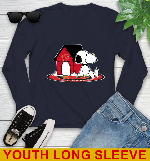 NHL Hockey Calgary Flames Snoopy The Peanuts Movie Shirt Youth Long Sleeve 3