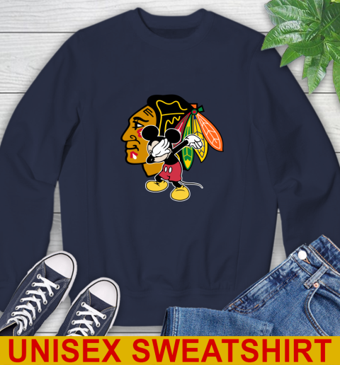 Chicago Blackhawks NHL Hockey Dabbing Mickey Disney Sports Sweatshirt 3