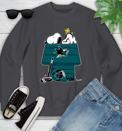 San Jose Sharks NHL Hockey Snoopy Woodstock The Peanuts Movie Youth Sweatshirt 6