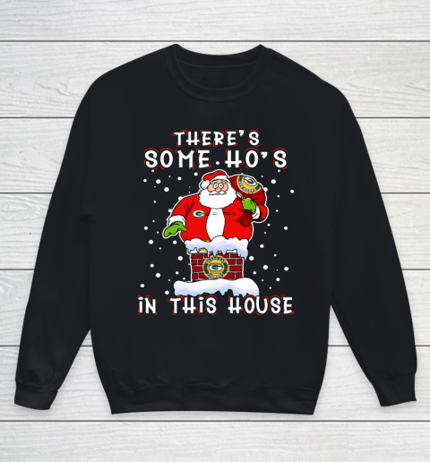 Green Bay Packers Christmas There Is Some Hos In This House Santa Stuck In The Chimney NFL Youth Sweatshirt
