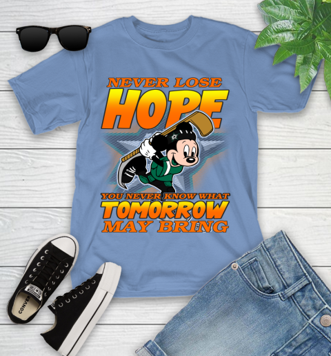 Dallas Stars NHL Hockey ootball Mickey Disney Never Lose Hope Youth T-Shirt - Image 16