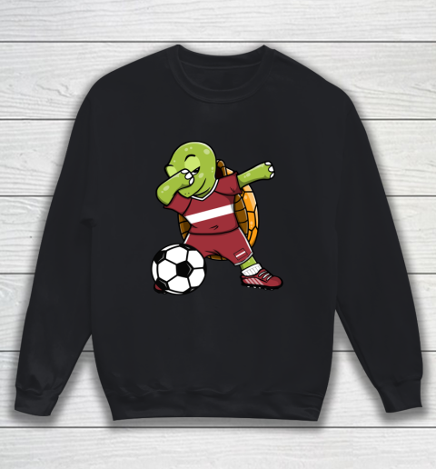 Dabbing Turtle Latvia Soccer Fans Jersey Latvian Football Sweatshirt