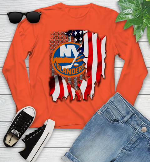 New York Islanders NHL Hockey American Flag Youth Long Sleeve 3