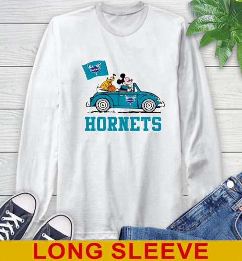 NBA Basketball Charlotte Hornets Pluto Mickey Driving Disney Shirt Long Sleeve T-Shirt