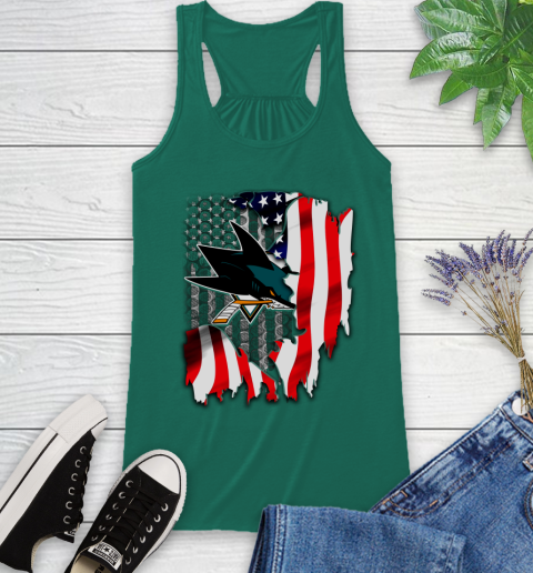 San Jose Sharks NHL Hockey American Flag Racerback Tank 6