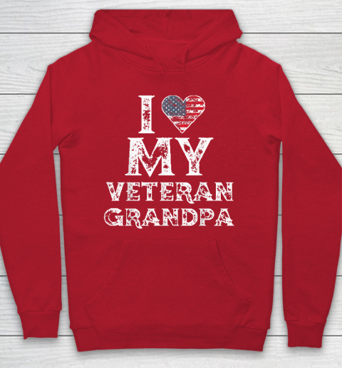 I Love My Veteran Grandpa Vintage Veteran's Day Hoodie 7