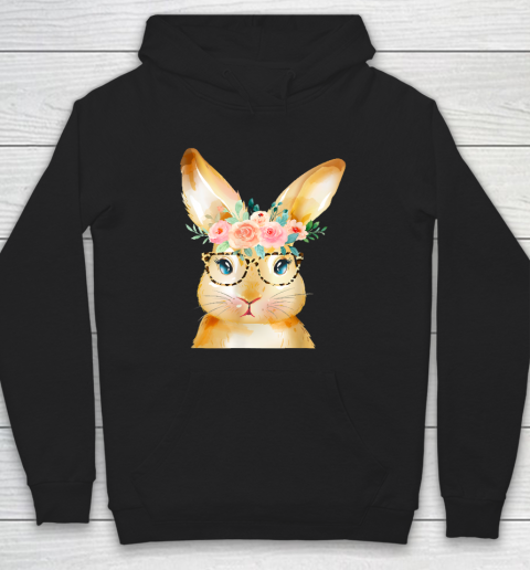 Cute Bunny Leopard Sunglasses Flowers Easter Day Hoodie