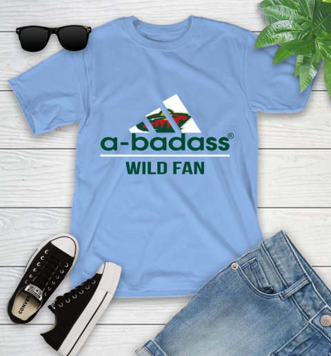 NHL A Badass Minnesota Wild Fan Adidas Hockey Sports Youth T-Shirt 15