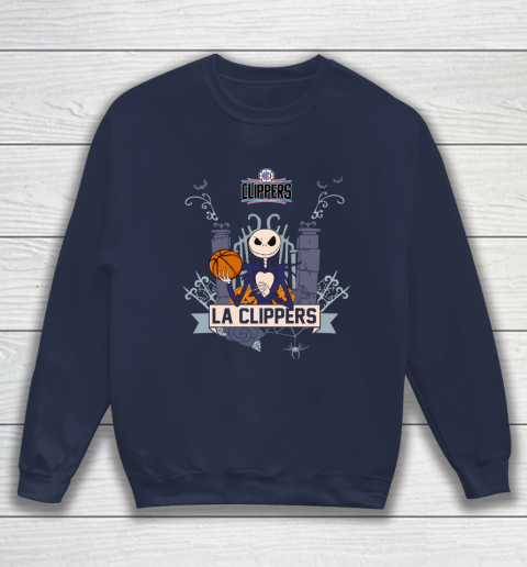 NBA LA Clippers Basketball Jack Skellington Halloween Sweatshirt 2