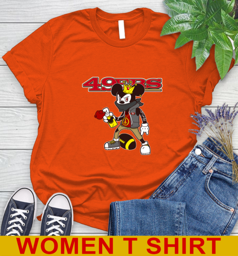 San Francisco 49ers NFL Football Mickey Peace Sign Sports Women's T-Shirt - Image 5