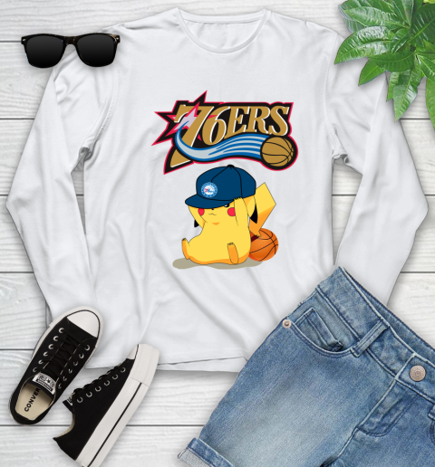 NBA Pikachu Basketball Sports Philadelphia 76ers Youth Long Sleeve