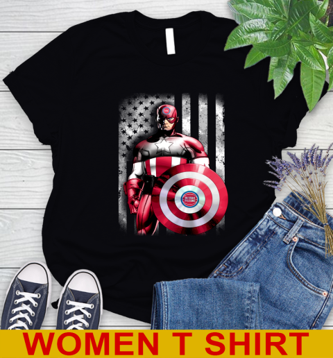 Detroit Pistons NBA Basketball Captain America Marvel Avengers American Flag Shirt Women's T-Shirt