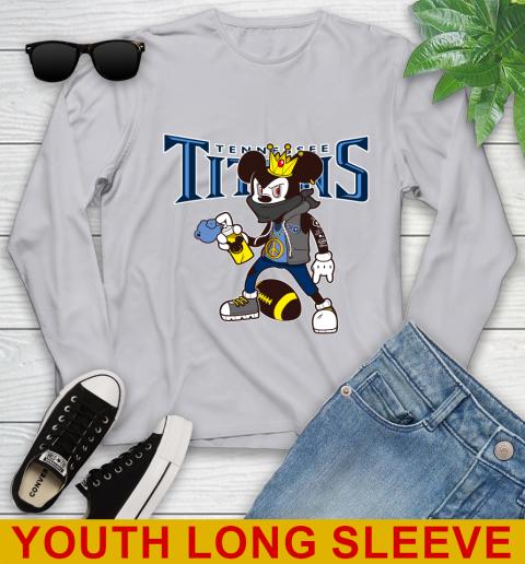 Tennessee Titans NFL Football Mickey Peace Sign Sports Youth Long Sleeve 6