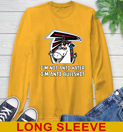 Atlanta Falcons NFL Football Unicorn I'm Not Anti Hater I'm Anti Bullshit Long Sleeve T-Shirt 3